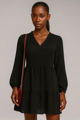 Chiffong Långärmad V-ringad A-linje Originalklänning