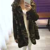 Lambs Wool Plus Size Loose Sweater Cardigan-Camouflage-1