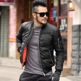Slim thick warm coat baseball collar cotton suit male bomb-Black-1