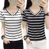 Stylish Black White Striped T-Shirt for Women-1