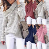 Sweater solid color turtleneck sweater-1