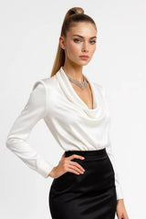 Elegant Satin Button-Up Blouse