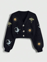 Sun & Moon Embroidered Cardigan