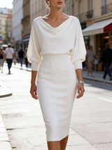 Womens Solid-Color Body-Con Plus-Size Dress With A Sophisticated Look