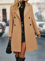 Chic Double-Breasted Woolen Coat
