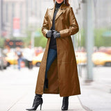 European Leather Long Coat