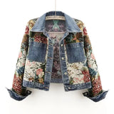 Floral Patchwork Denim Jacket – Artistic and Unique Style