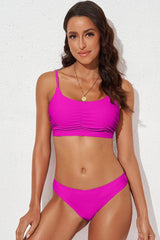 Scoop Neck Sleeveless Swim Set-Rose-4