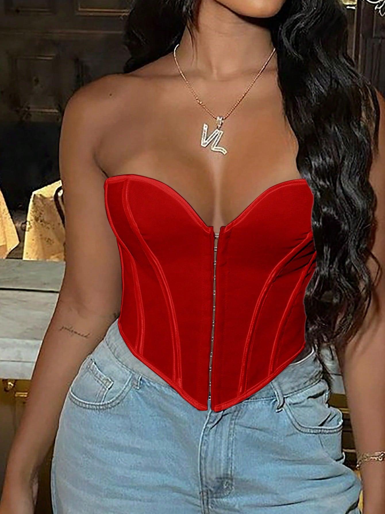 Strapless Asymmetrical Corset Top