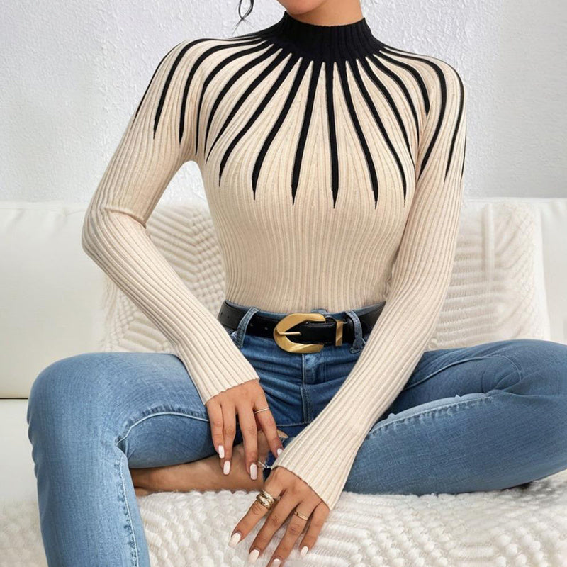 Slim Fit Mock Neck Ribbed Sweater