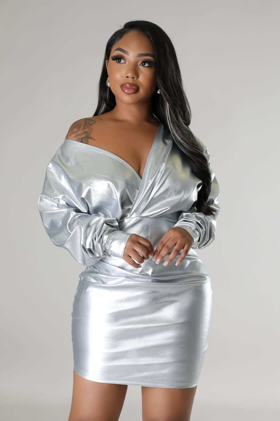 Chic High-Stretch Leather Mini Dress