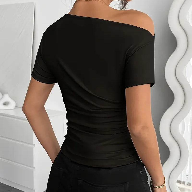 Y2K Ruched One Shoulder Top