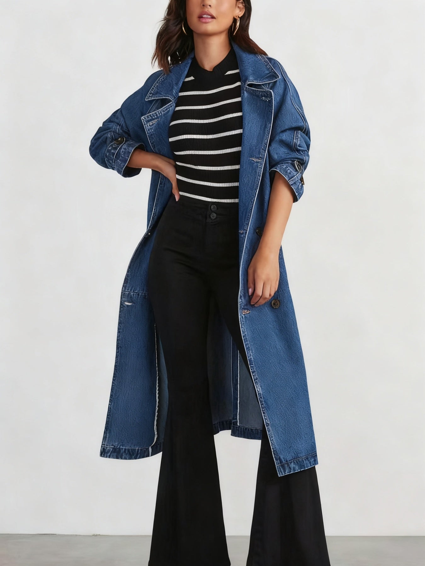 Denim Turtleneck Windbreaker Jacket