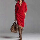Chic Cozy V-Neck Sweater Dress