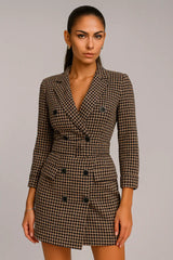 Höst- och vintermode för kvinnor Långärmad Bälte Dubbel