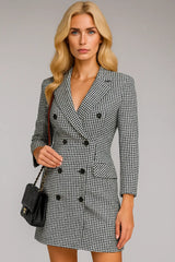 Höst- och vintermode för kvinnor Långärmad Bälte Dubbel