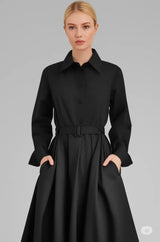 Lös klänning kvinnor elastisk hög midja visa tunn temperament