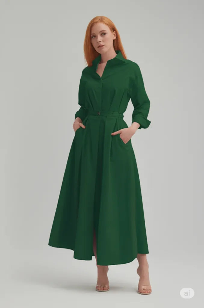 Lös klänning kvinnor elastisk hög midja visa tunn temperament