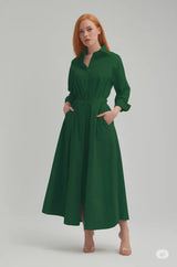 Lös klänning kvinnor elastisk hög midja visa tunn temperament