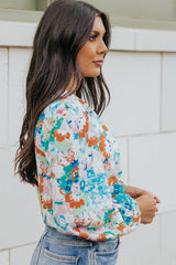 Floral Long Balloon Sleeve Bodysuit-5