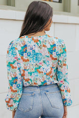 Floral Long Balloon Sleeve Bodysuit-2