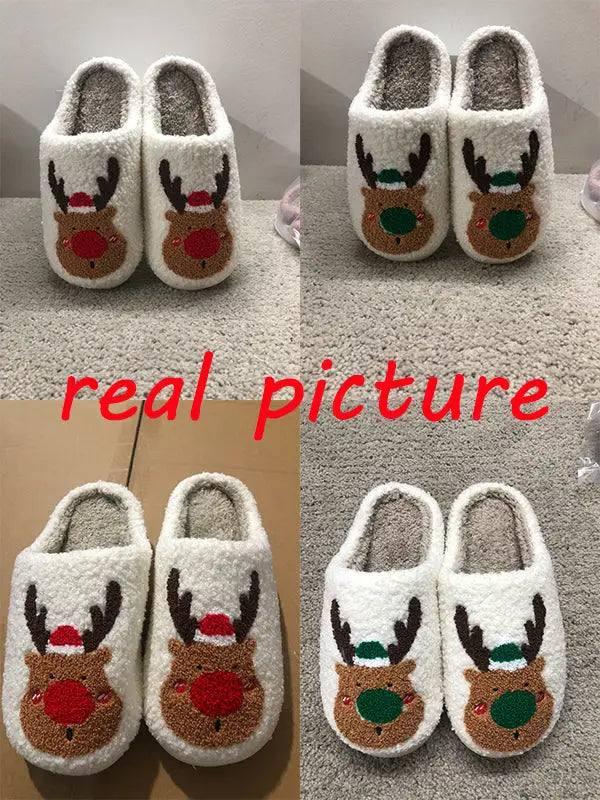 Christmas Shoes Winter Home Slippers Elk Soft Cozy Bedroom-10