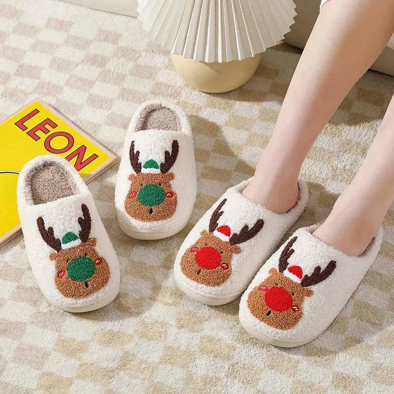 Christmas Shoes Winter Home Slippers Elk Soft Cozy Bedroom-5