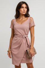 Kvinnor Elegant spets halvärmad