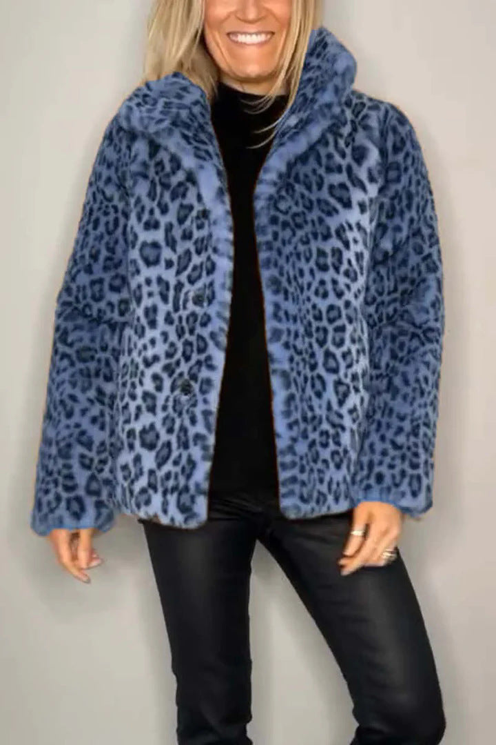 Chic Leopard Faux Leather Jacket