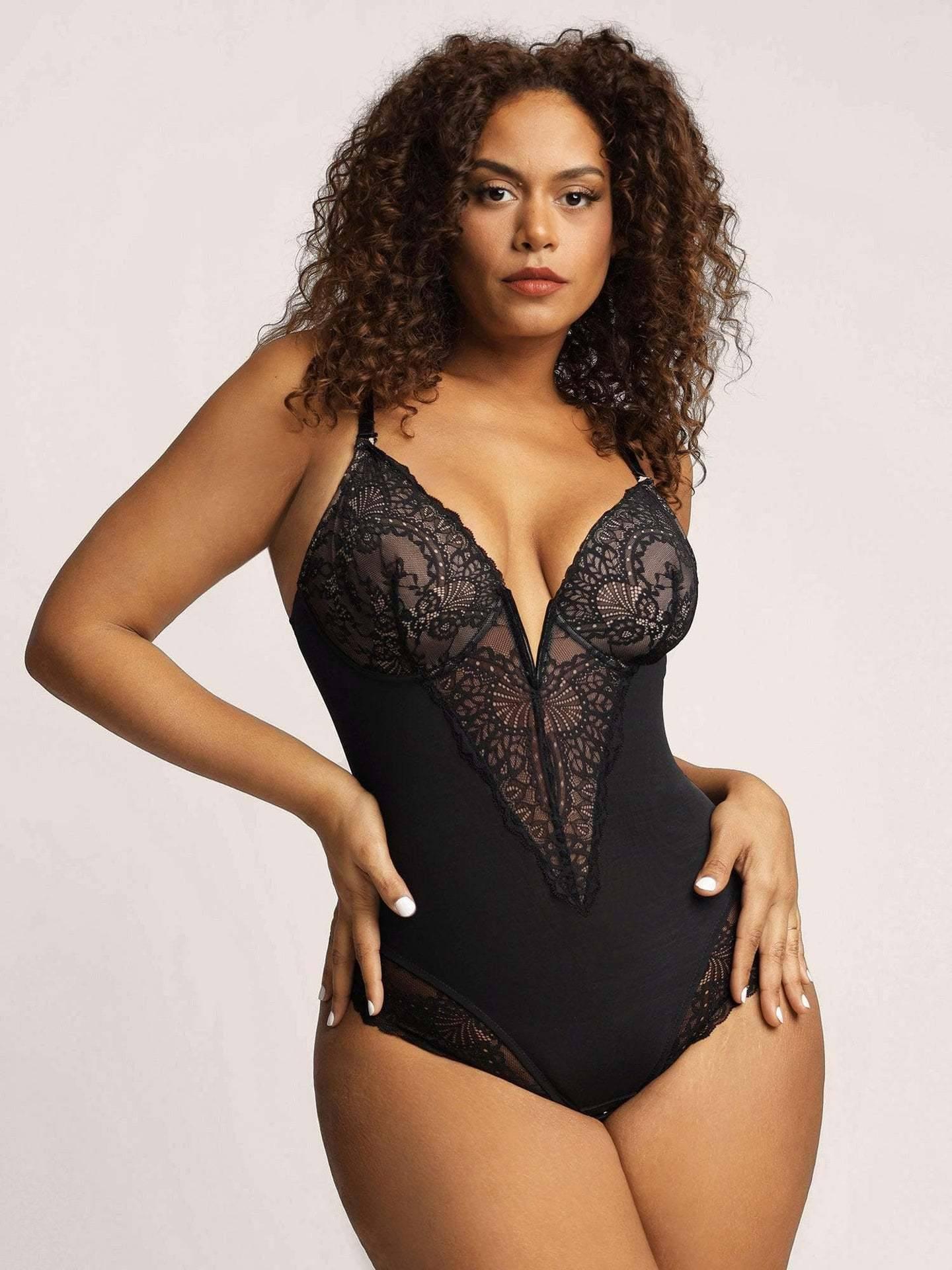 Lace Shapewear Women's Jumpsuit Waist Control Body Shaping-Black-1