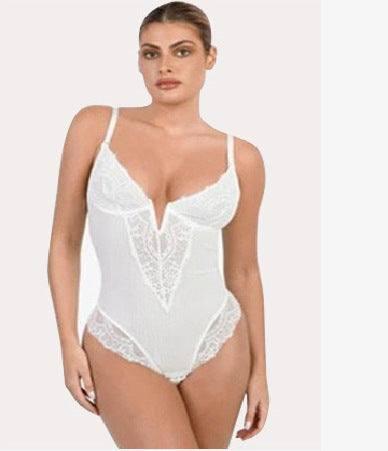 Lace Shapewear Women's Jumpsuit Waist Control Body Shaping-White-3