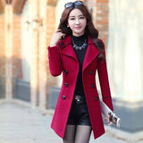 19 Autumn And Winter Korean Style Coat Double-breasted-Wine Red-10