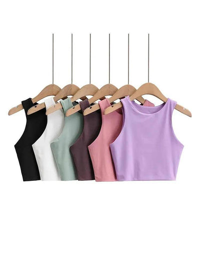 Summer Fashion Women Slim Tops O-neck Sleeveless-1