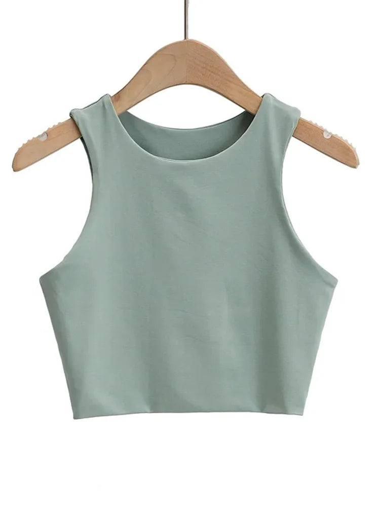 2023 Summer Fashion Women Sexy Slim Tops O-neck Sleeveless-5