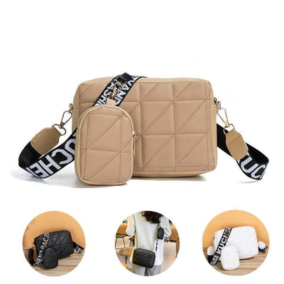 2Pcs Rhombus Shoulder Bag With Wallet Letter Print Wide-1