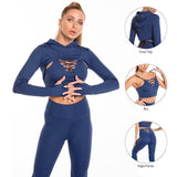 3pcs Sports Suits Long Sleeve Hooded Top Hollow Design Camisole And Butt Lifting High Waist Seamless Fitness Leggings Sports Gym Outfits Clothing-1