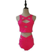 Bandage Cross Bikini High Waist Solid Color Sexy Split-Rosered-5