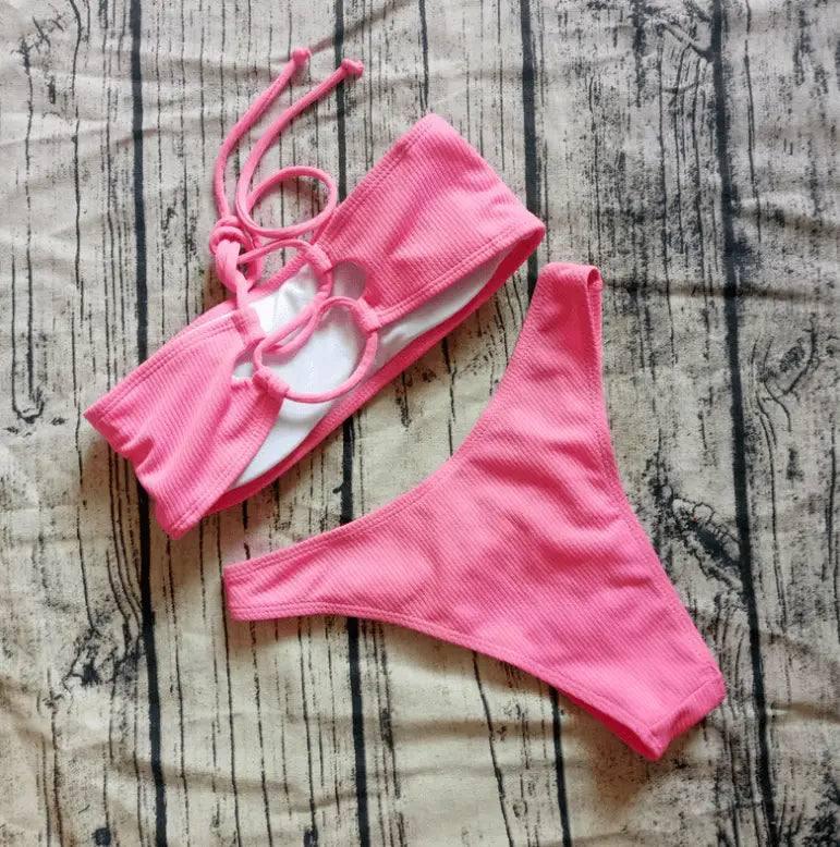 Bikini ladies swimwear-Pink-4