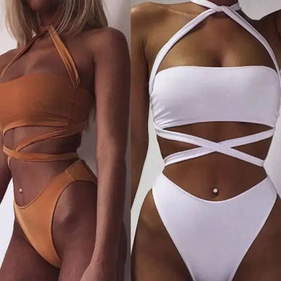 Bundled Wind Split Swimsuit Two-Piece Suit Bikini Women-1