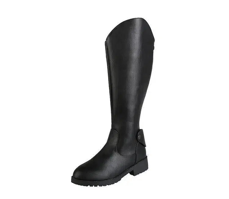 But Knee High Thick Heel Fashion Simple Side Zipper Knight-5