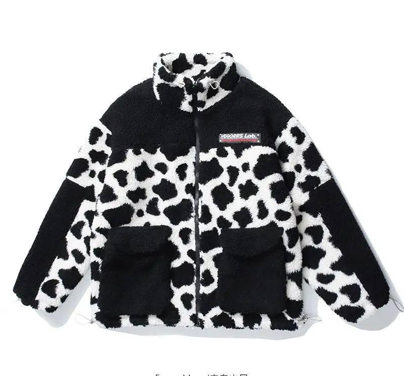 Camouflage Panda Cow Spotted Lamb Wool Coat Men And Women-13