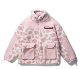 Camouflage Panda Cow Spotted Lamb Wool Coat Men And Women-Pink-2