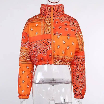 Casual all-match bread cotton jacket women-Orange-5