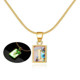 26 Letter Square Necklace Colorful Shell Luminous Pendant Chain Necklace For Women Temperament Ladies Jewelry-18