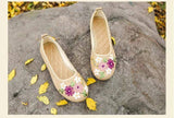 Chic Floral Women's Flats for Effortless Style-Beige-8