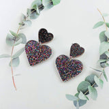 Chic Pink Glitter Heart Earrings for Valentine's-4