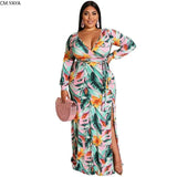 Chic Plus-Size Maxi Dress in Animal Print-SKY BLUE-3