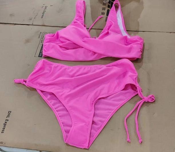 Chic Twist-Front Bikini: Trendy Beachwear Essentials-Rose pink-6