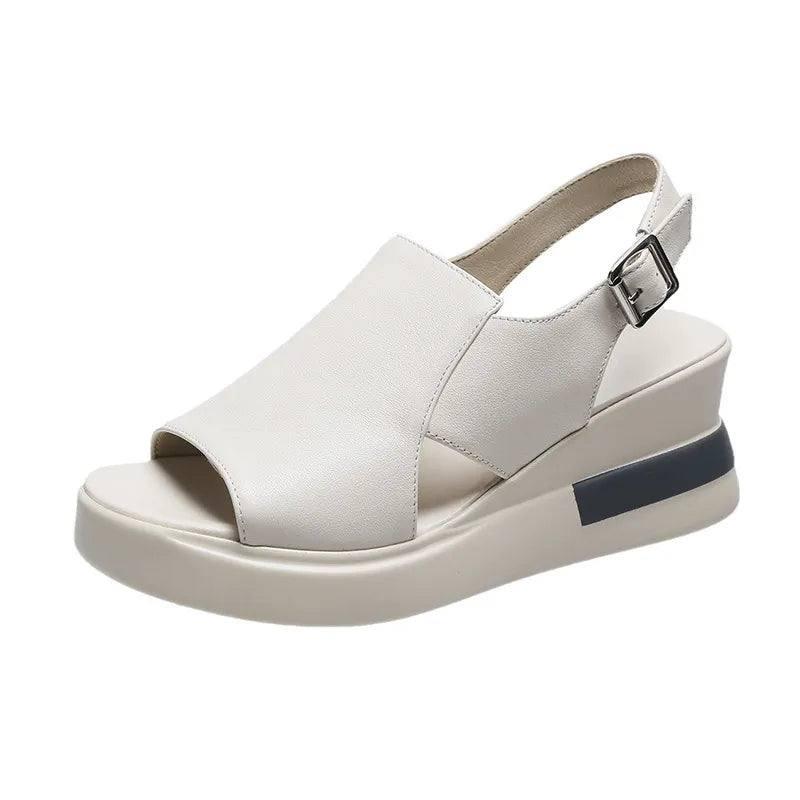 Chic White Platform Sandals: Summer Fashion Trend-Beige-3