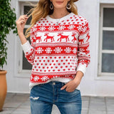 Christmas sweater snowflake pullover women-White-9